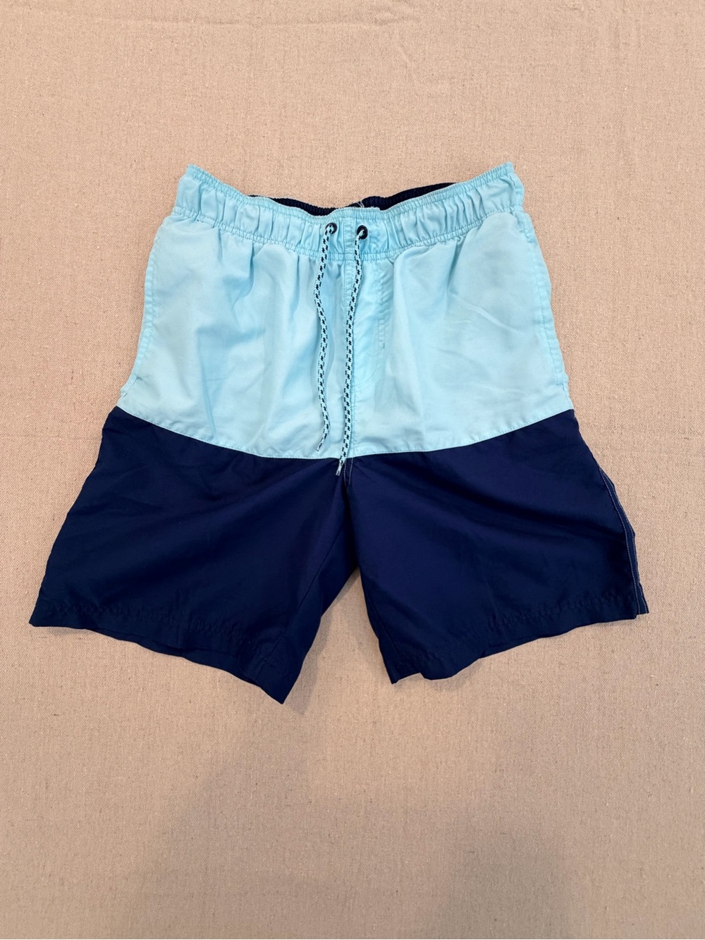 Y2K Faded Glory Mens Swim Trunks Size S 28-30 Colorblock Navy Light Blue #182